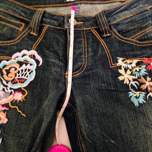 ANTIK DENIM Stretch Embroidered Low Rise Bootcut Jeans Boho S - Picture 9 of 16